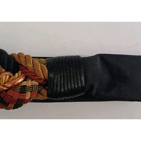 Carolyn Tanner Designs Inc Adjustable Belt Brown Gold Braided 80s Size S-L - Picture 8 of 8